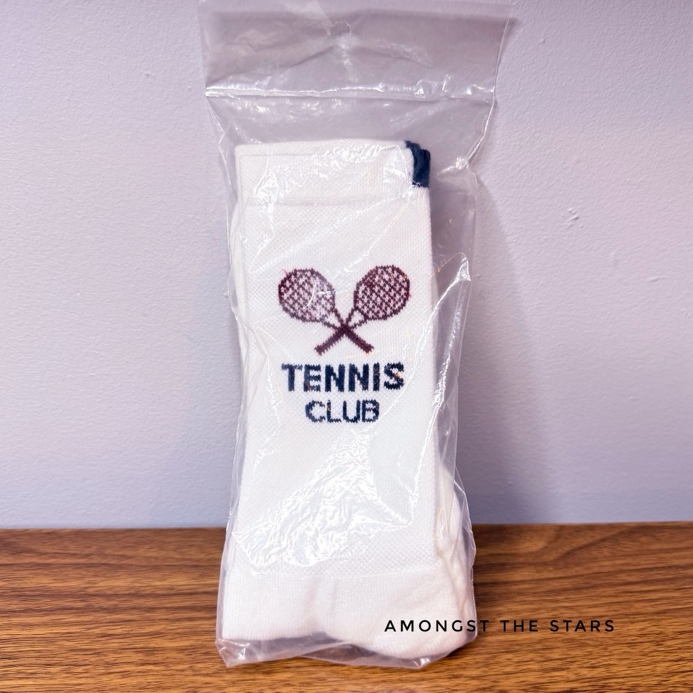 KULE Tennis Club White & Port Crew Socks